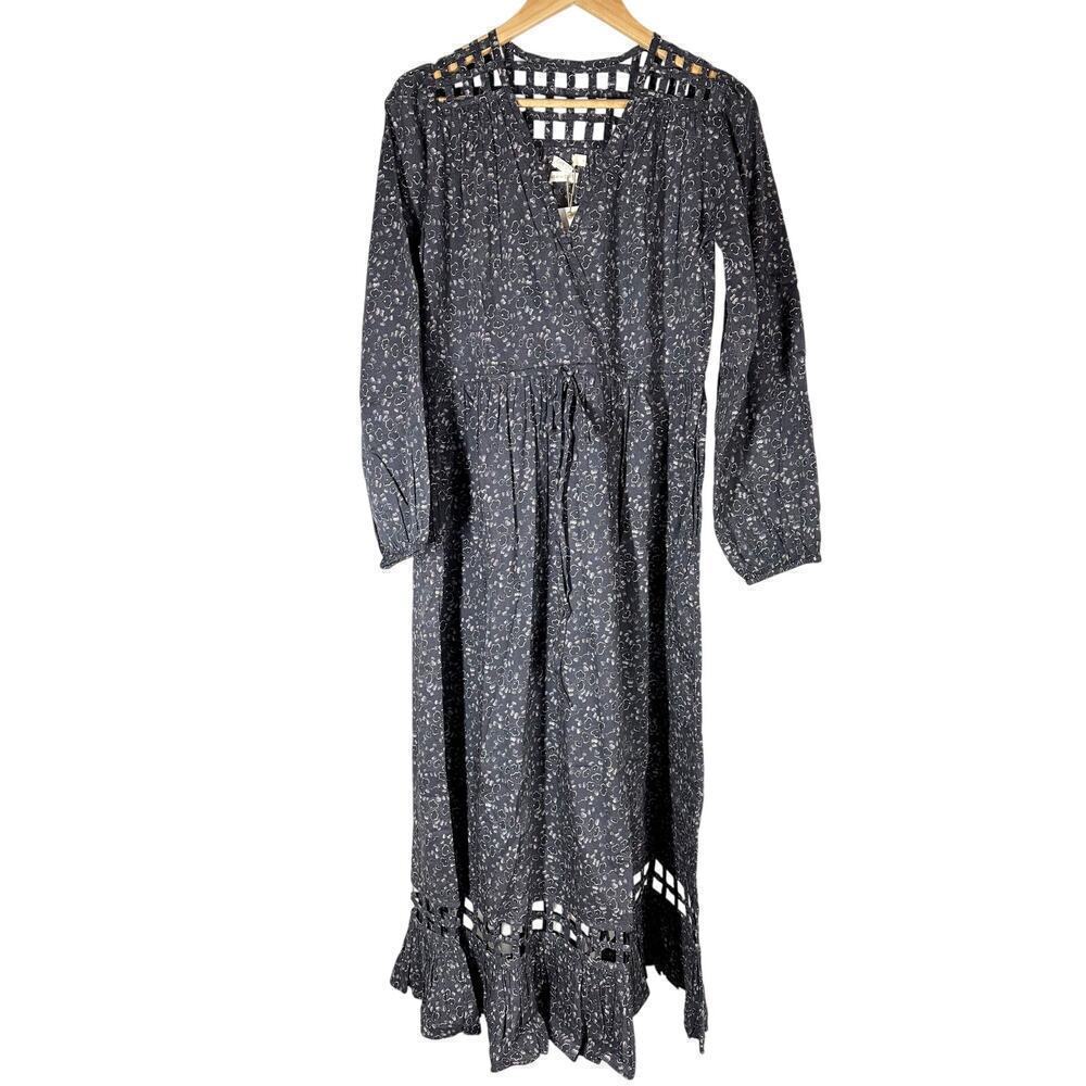 Christy Dawn The Sarah Midi Dress Gingko Black Size XS Dark Floral Cottagecore